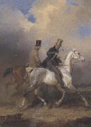 Franz Kruger Outing of Prince William of Prussia on Horse Back,Accompanied by the Artist (mk45) China oil painting reproduction